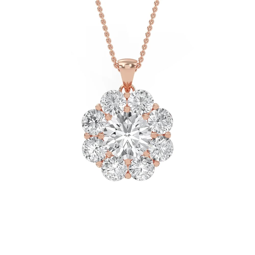 Dazzling Round Lab Grown Diamond Halo Pendant - Image 1 Dazzling Round Lab Grown Diamond Halo Pendant, view 1 of 4