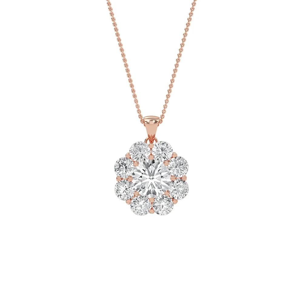 Dazzling Round Lab Grown Diamond Halo Pendant - Image 2 Dazzling Round Lab Grown Diamond Halo Pendant, view 2 of 4