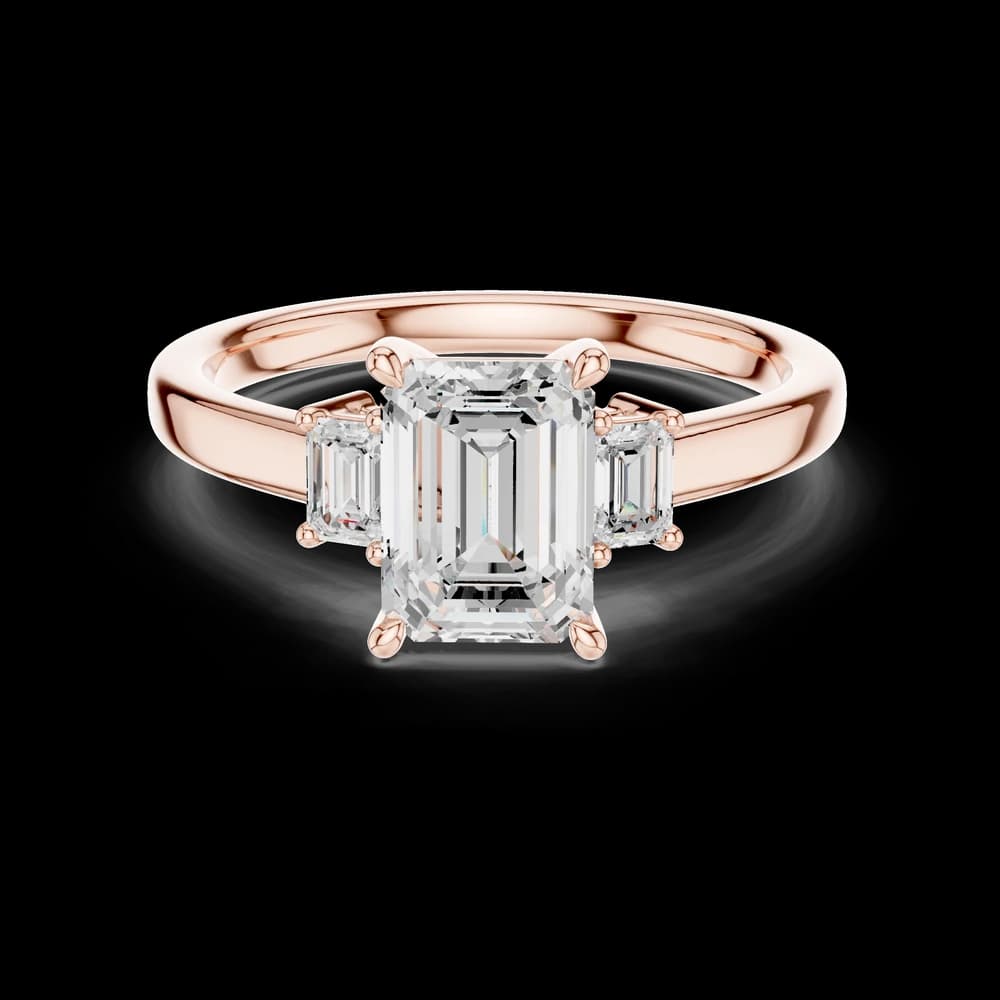 Emerald Three Stone Lab Grown Diamond Ring - Image 1 Emerald Three Stone Lab Grown Diamond Ring, view 1 of 6
