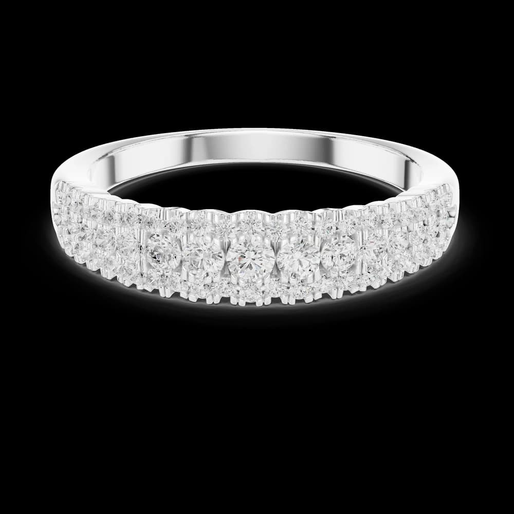 Three-Row Graduated Diamond Center5 Stone Ring - Image 2 Three-Row Graduated Diamond Center5 Stone Ring, view 2 of 6