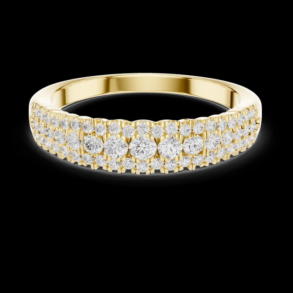 Three-Row Graduated Diamond Center5 Stone Ring - Image 3 Three-Row Graduated Diamond Center5 Stone Ring, view 3 of 6