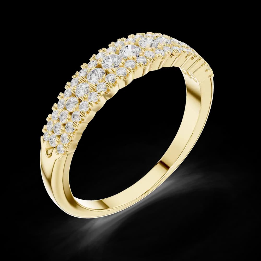 Three-Row Graduated Diamond Center5 Stone Ring - Image 5 Three-Row Graduated Diamond Center5 Stone Ring, view 5 of 6