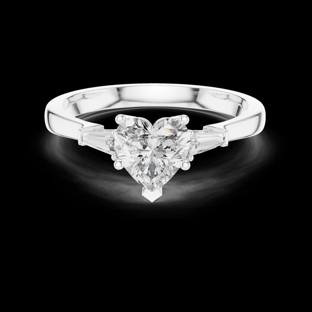 Tapered Baguette Heart Lab Grown Diamond Ring - Image 2 Tapered Baguette Heart Lab Grown Diamond Ring, view 2 of 6