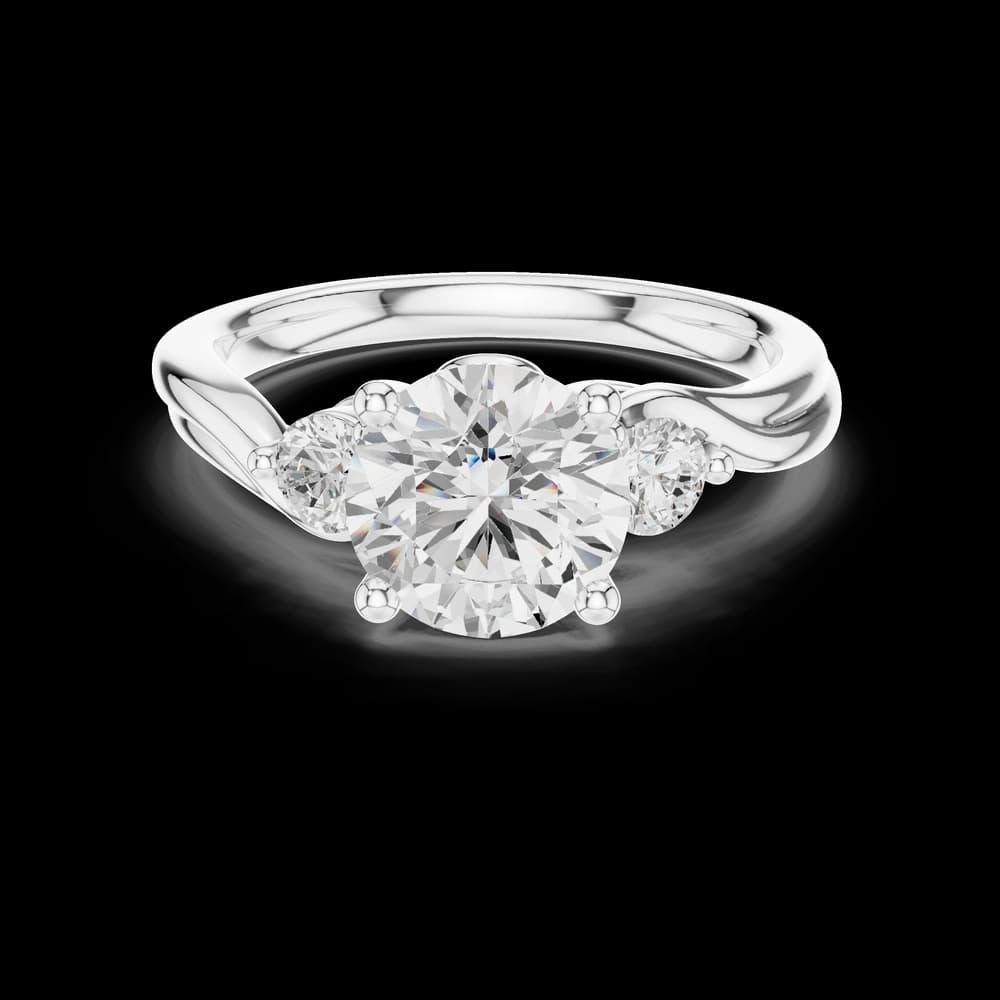 Round Three-Stone Lab Grown Diamond Ring - Image 5 Round Three-Stone Lab Grown Diamond Ring, view 5 of 9