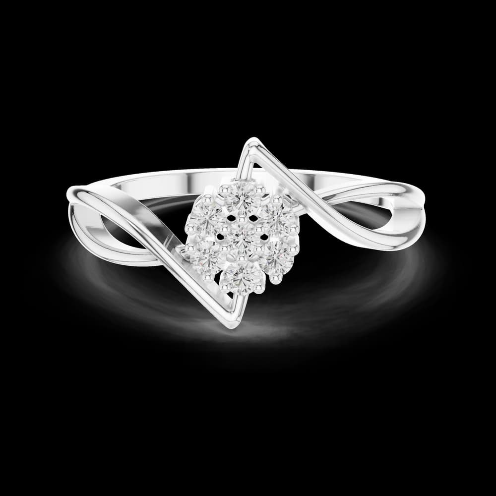 Twisted Bypass Floral Cluster Lab Grown Diamond Ring - Image 2 Twisted Bypass Floral Cluster Lab Grown Diamond Ring, view 2 of 6