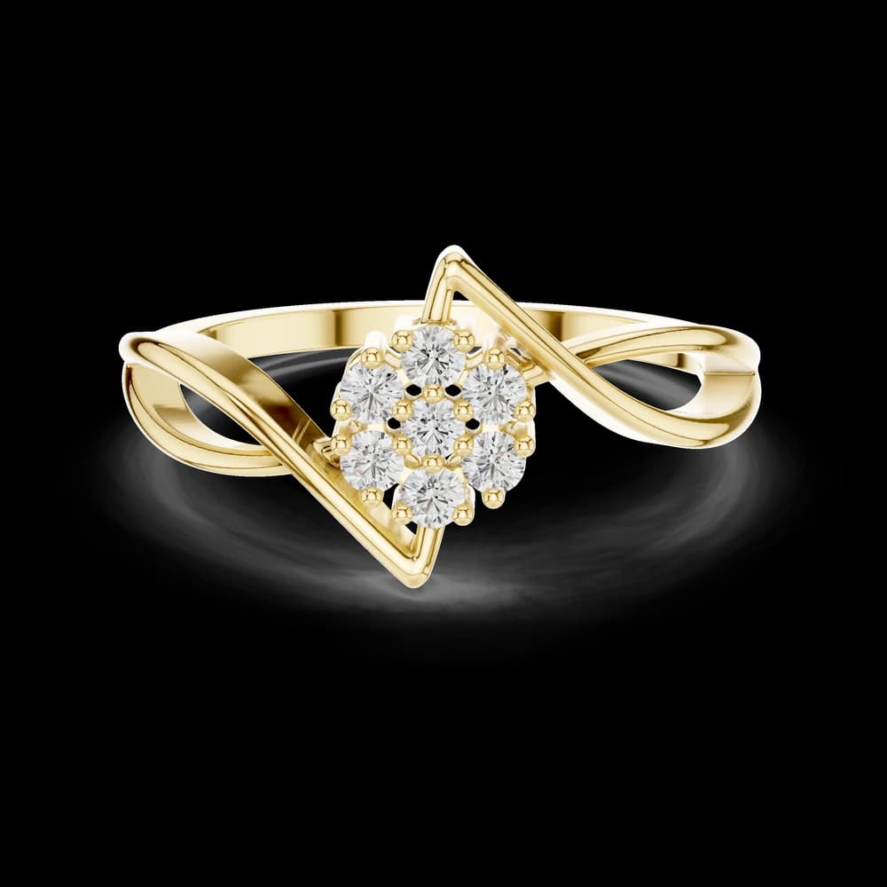 Twisted Bypass Floral Cluster Lab Grown Diamond Ring - Image 3 Twisted Bypass Floral Cluster Lab Grown Diamond Ring, view 3 of 6