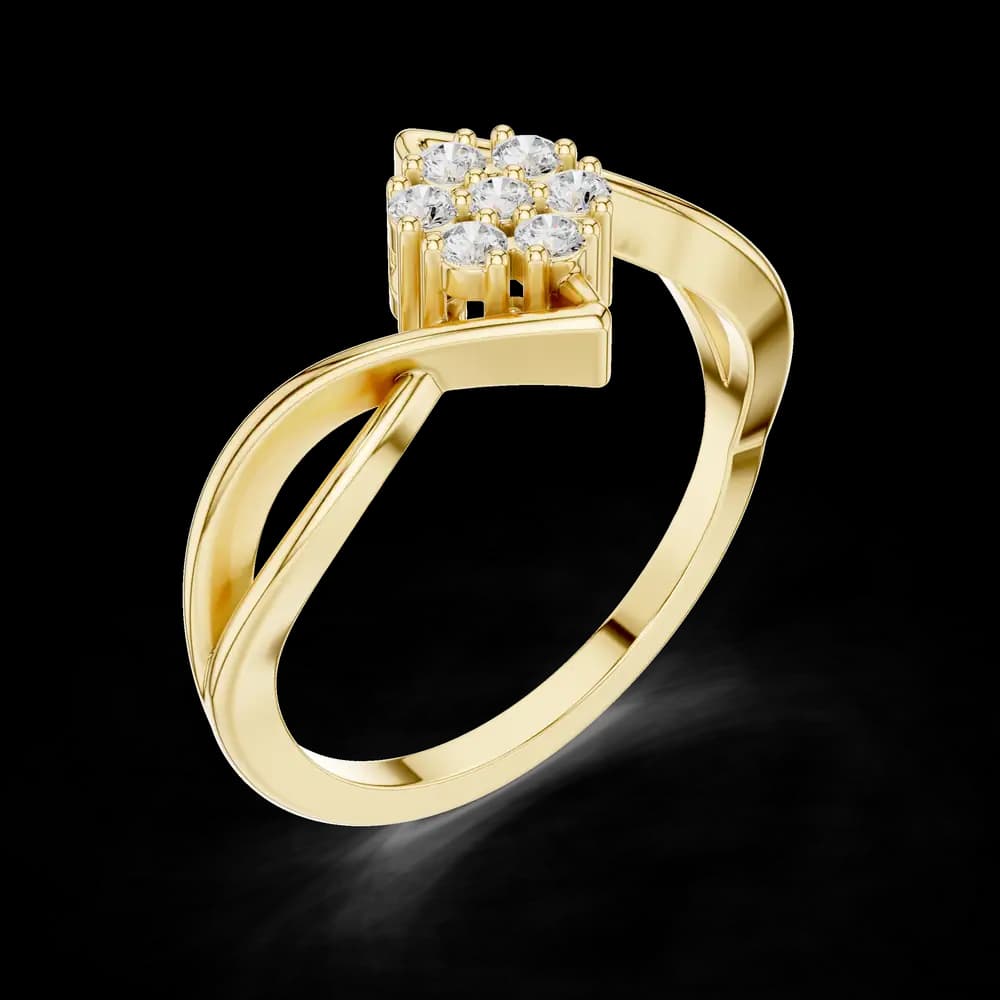Twisted Bypass Floral Cluster Lab Grown Diamond Ring - Image 5 Twisted Bypass Floral Cluster Lab Grown Diamond Ring, view 5 of 6