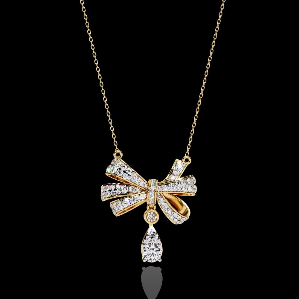 Lab Grown Diamond Bow Pendant Necklace - Image 1 Lab Grown Diamond Bow Pendant Necklace, view 1 of 4