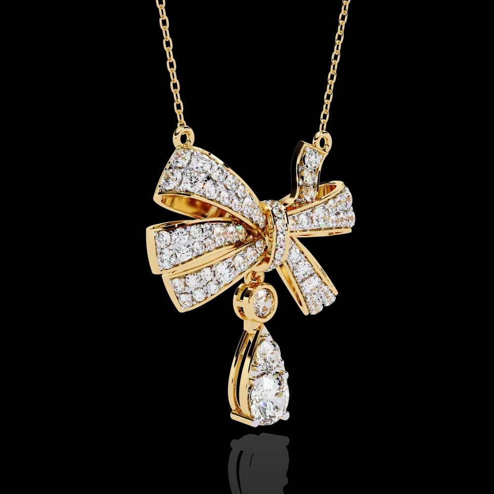 Lab Grown Diamond Bow Pendant Necklace - Image 3 Lab Grown Diamond Bow Pendant Necklace, view 3 of 4