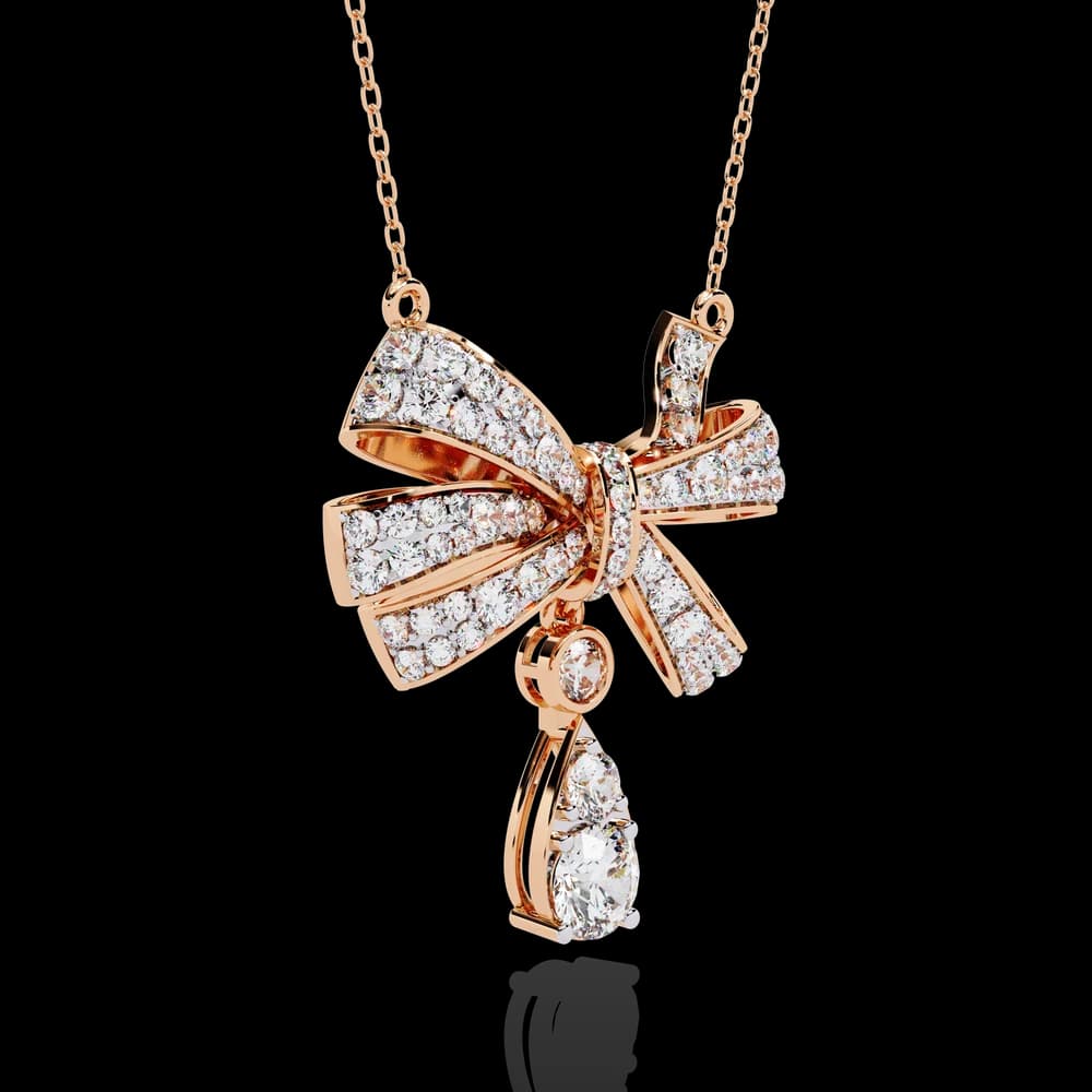 Lab Grown Diamond Bow Pendant Necklace - Image 4 Lab Grown Diamond Bow Pendant Necklace, view 4 of 4