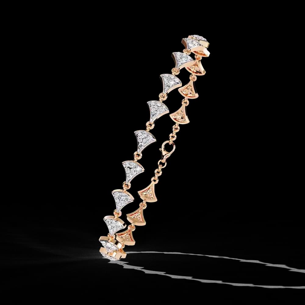 The Fan Motif Pavé Link Lab Grown Diamond Bracelet - Image 1 The Fan Motif Pavé Link Lab Grown Diamond Bracelet, view 1 of 3