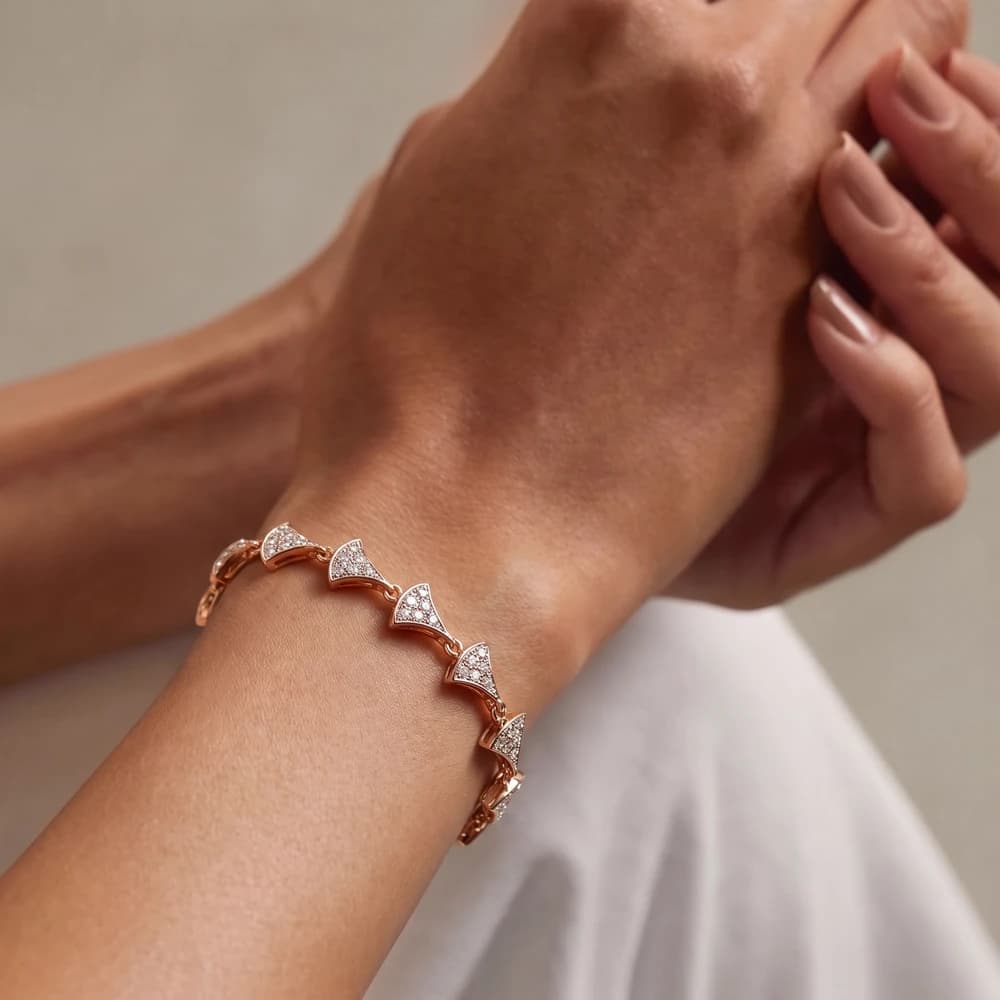 The Fan Motif Pavé Link Lab Grown Diamond Bracelet - Image 2 The Fan Motif Pavé Link Lab Grown Diamond Bracelet, view 2 of 3