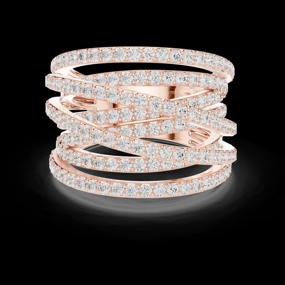 Wide Crossover Pave Multi-Band Ring - Image 1 Wide Crossover Pave Multi-Band Ring, view 1 of 6