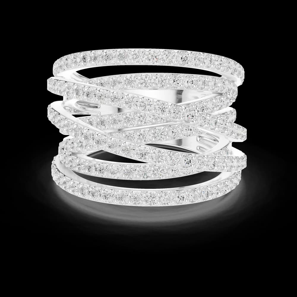 Wide Crossover Pave Multi-Band Ring - Image 2 Wide Crossover Pave Multi-Band Ring, view 2 of 6