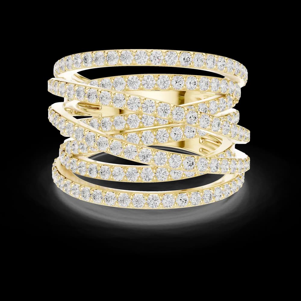Wide Crossover Pave Multi-Band Ring - Image 3 Wide Crossover Pave Multi-Band Ring, view 3 of 6