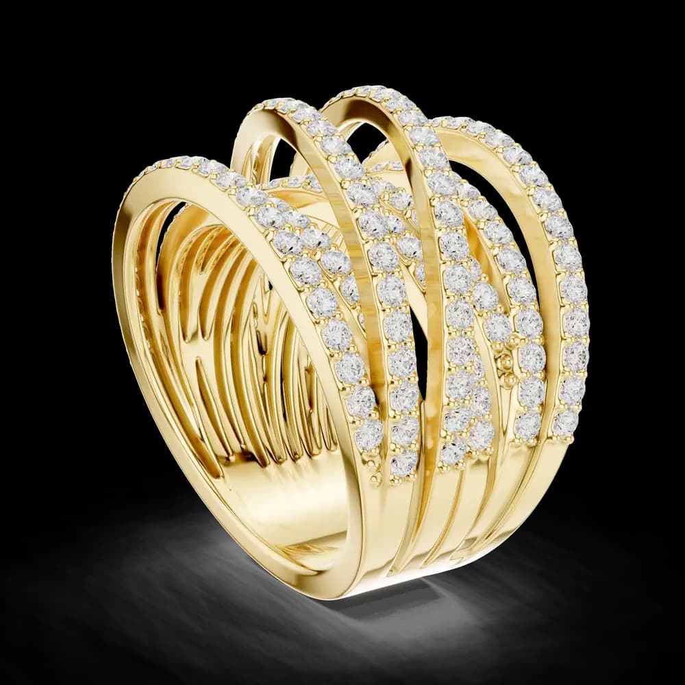 Wide Crossover Pave Multi-Band Ring - Image 4 Wide Crossover Pave Multi-Band Ring, view 4 of 6
