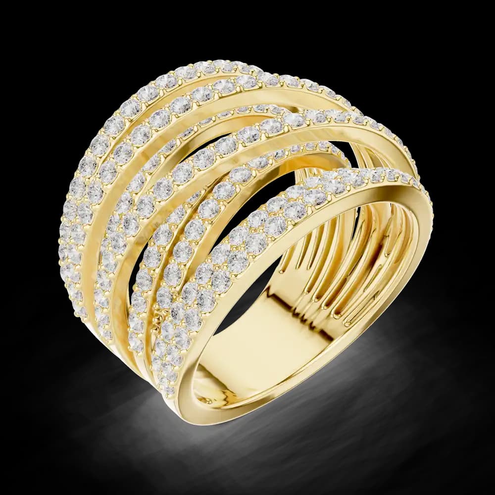 Wide Crossover Pave Multi-Band Ring - Image 5 Wide Crossover Pave Multi-Band Ring, view 5 of 6