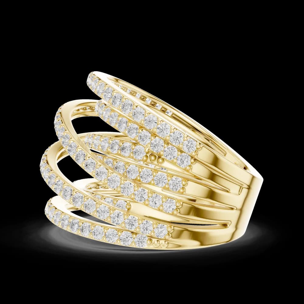 Wide Crossover Pave Multi-Band Ring - Image 6 Wide Crossover Pave Multi-Band Ring, view 6 of 6