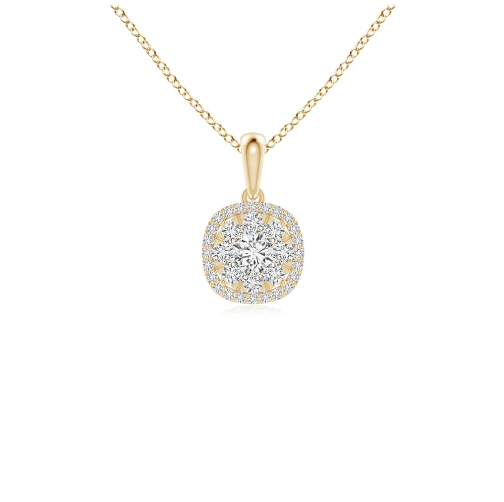 Lab Grown Diamond Cluster Cushion Halo Pendant with Chain - Image 1 Lab Grown Diamond Cluster Cushion Halo Pendant with Chain, view 1 of 4