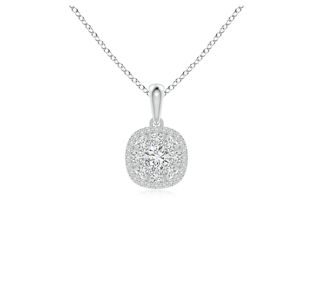 Lab Grown Diamond Cluster Cushion Halo Pendant with Chain - Image 2 Lab Grown Diamond Cluster Cushion Halo Pendant with Chain, view 2 of 4