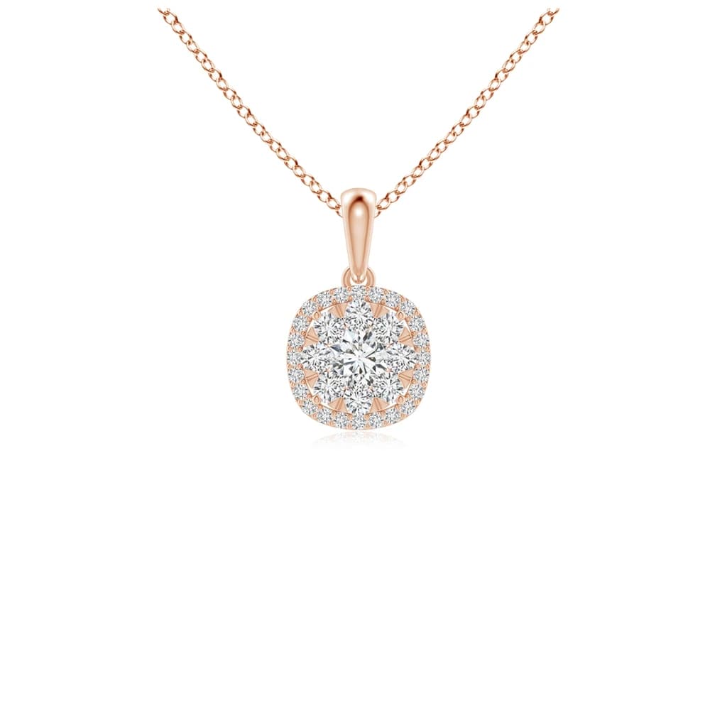 Lab Grown Diamond Cluster Cushion Halo Pendant with Chain - Image 3 Lab Grown Diamond Cluster Cushion Halo Pendant with Chain, view 3 of 4