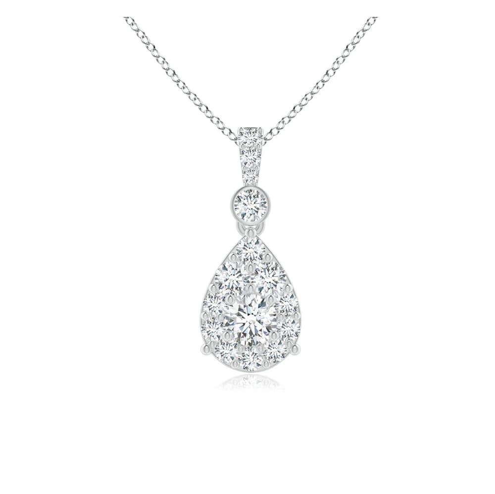 Lab Grown Diamond Cluster Pear-Shaped Pendant - Image 1 Lab Grown Diamond Cluster Pear-Shaped Pendant, view 1 of 4