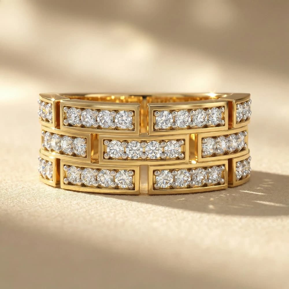 Triple Row Baguette Pav������ Lab Grown Diamond Band - Image 2 Triple Row Baguette Pav������ Lab Grown Diamond Band, view 2 of 3