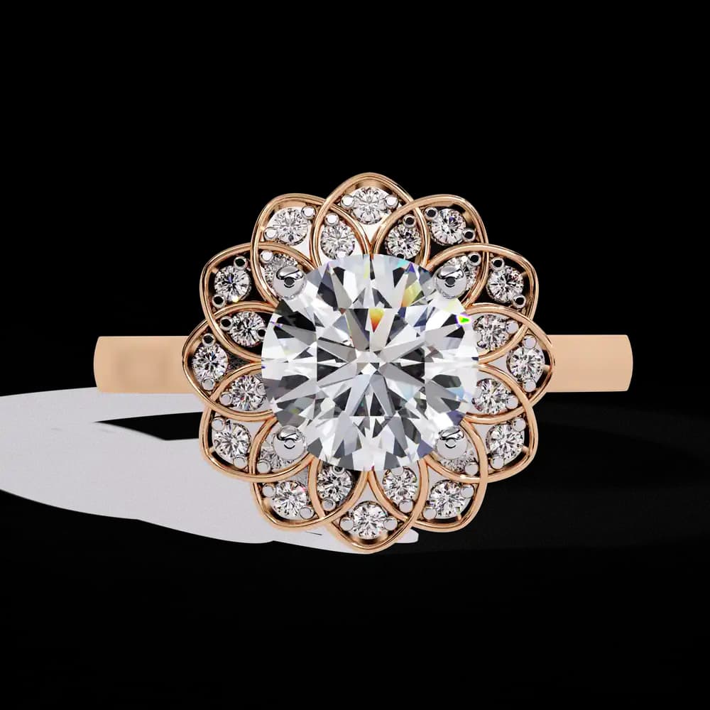 Sparkling Lab Grown Diamond Floral Halo Ring - Image 1 Sparkling Lab Grown Diamond Floral Halo Ring, view 1 of 6