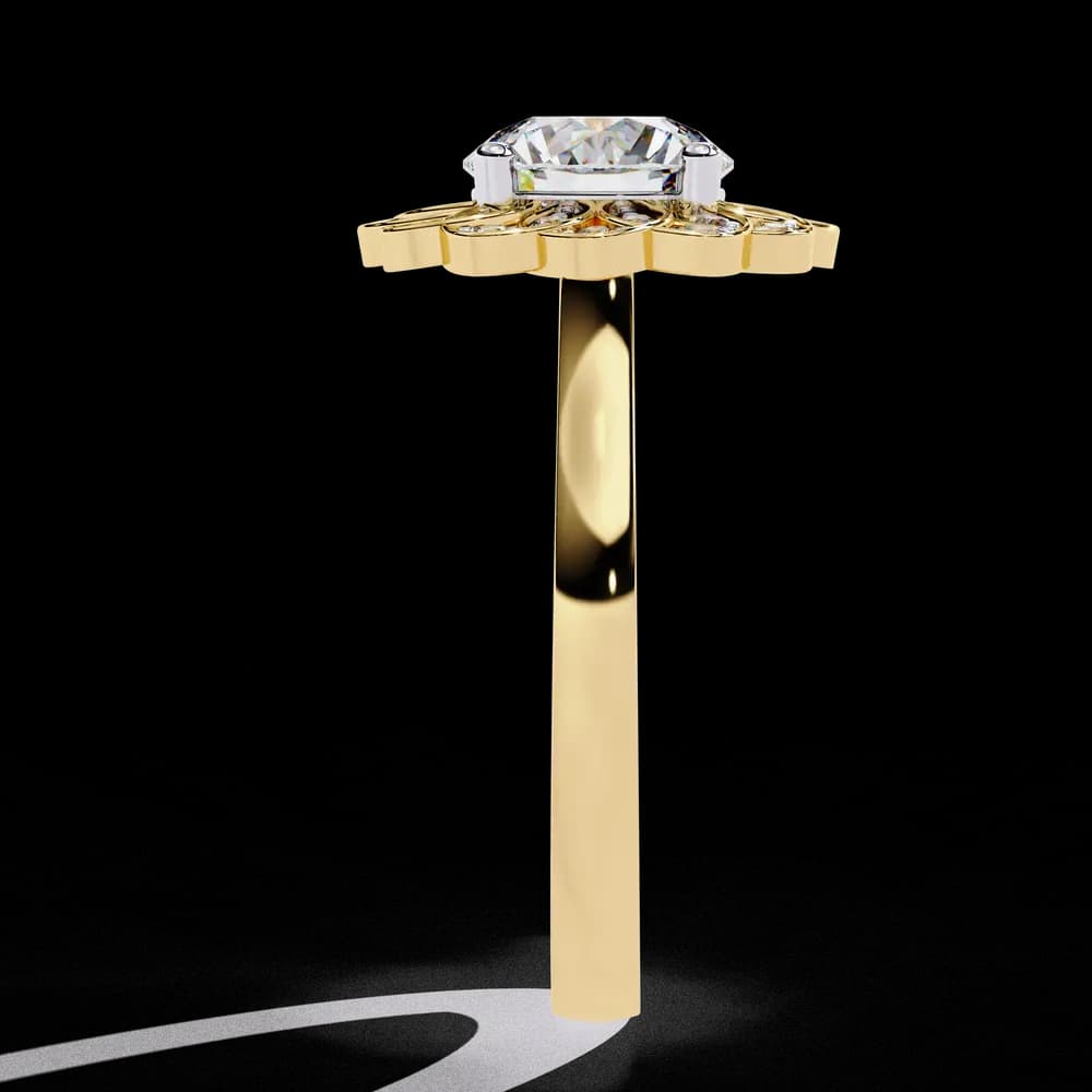Sparkling Lab Grown Diamond Floral Halo Ring - Image 4 Sparkling Lab Grown Diamond Floral Halo Ring, view 4 of 6