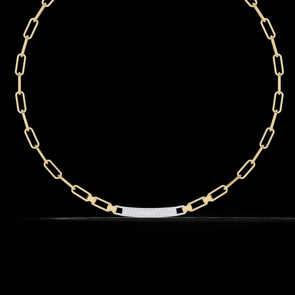 Modern Gold Link Necklace with Lab Grown Diamond - Image 1 Modern Gold Link Necklace with Lab Grown Diamond, view 1 of 4