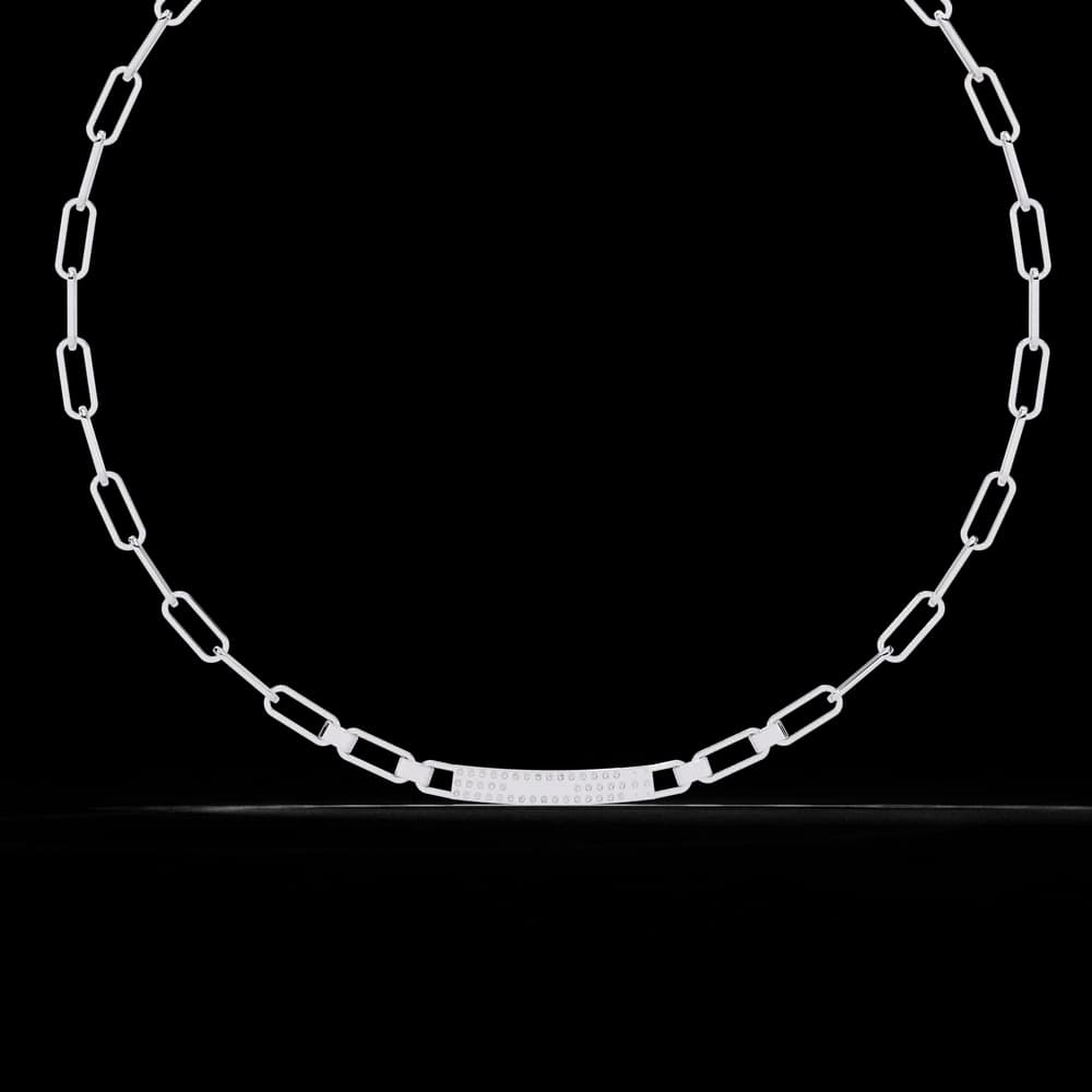 Modern Gold Link Necklace with Lab Grown Diamond - Image 4 Modern Gold Link Necklace with Lab Grown Diamond, view 4 of 4