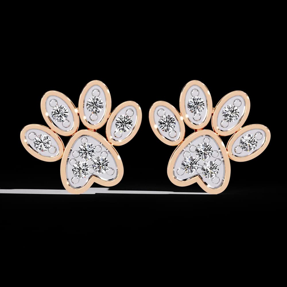 Lab Grown Diamond Paw Print Stud Earrings - Image 1 Lab Grown Diamond Paw Print Stud Earrings, view 1 of 17