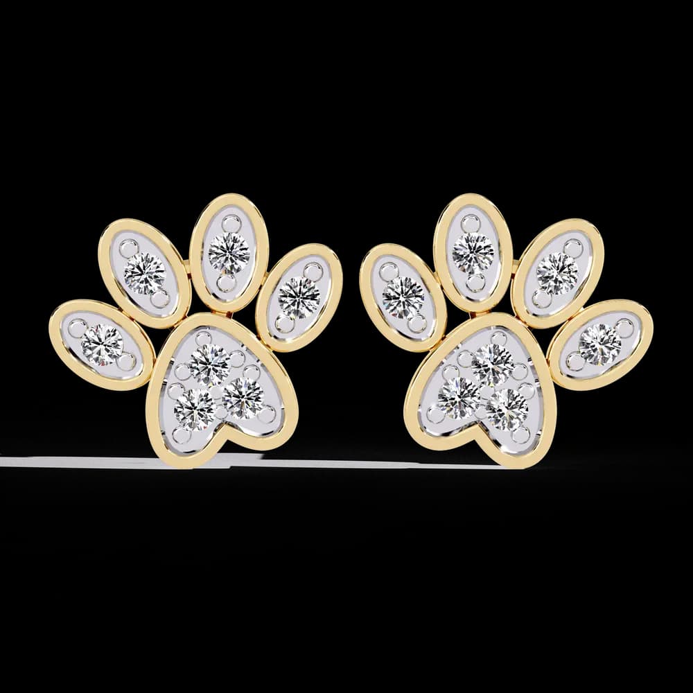 Lab Grown Diamond Paw Print Stud Earrings - Image 10 Lab Grown Diamond Paw Print Stud Earrings, view 10 of 17