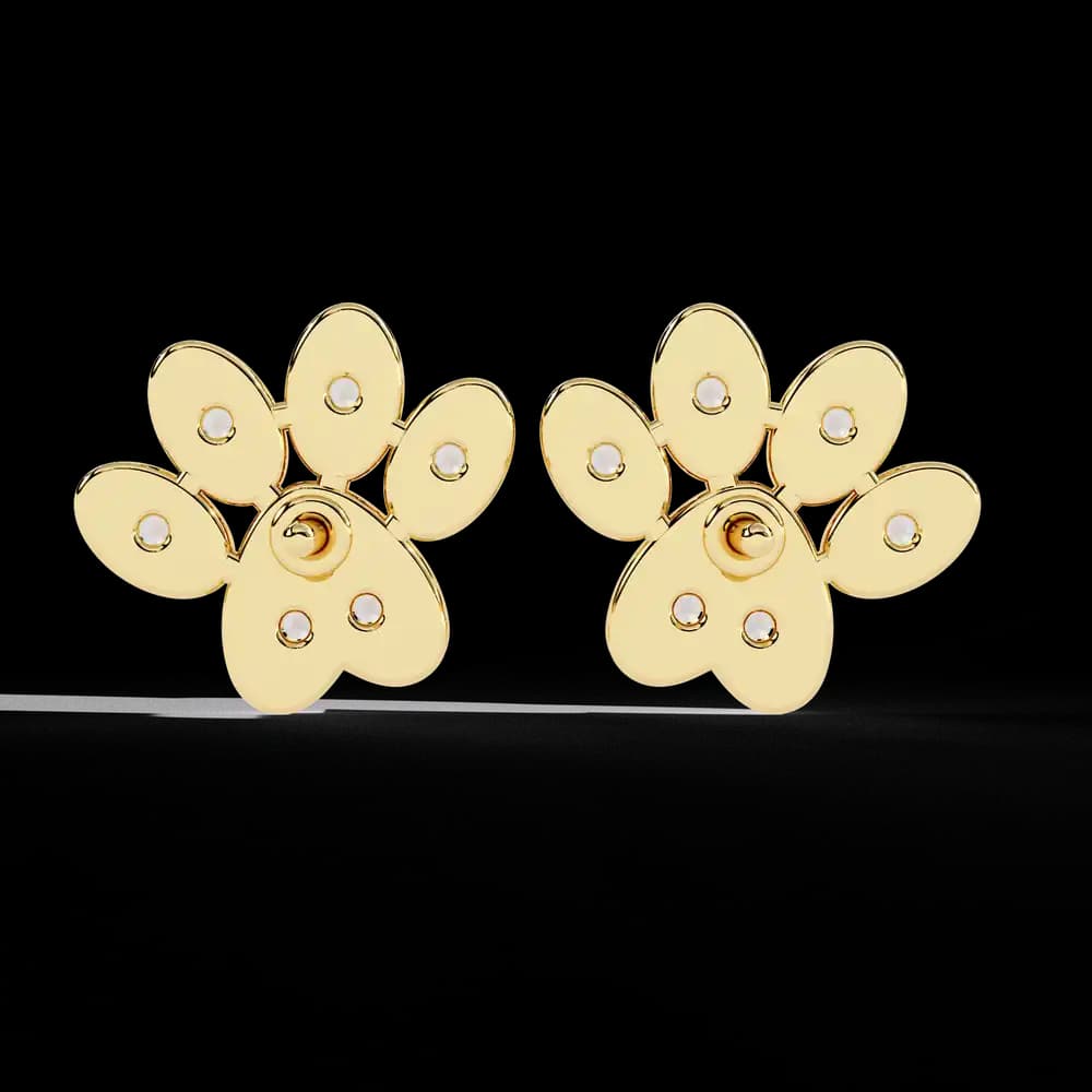 Lab Grown Diamond Paw Print Stud Earrings - Image 12 Lab Grown Diamond Paw Print Stud Earrings, view 12 of 17