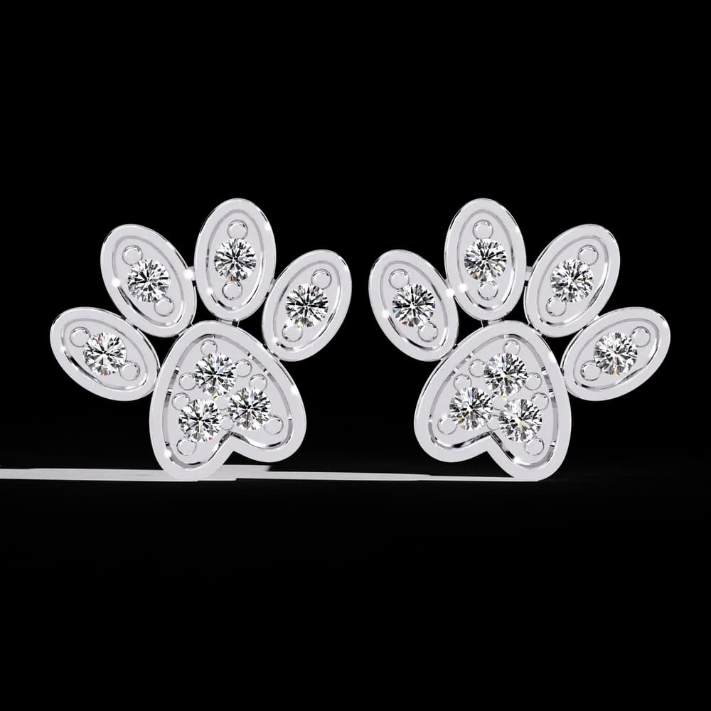 Lab Grown Diamond Paw Print Stud Earrings - Image 13 Lab Grown Diamond Paw Print Stud Earrings, view 13 of 17