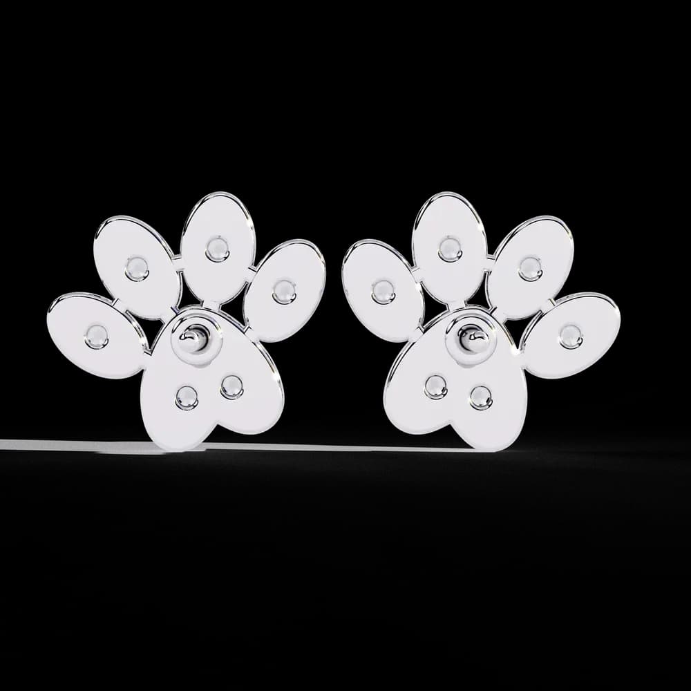 Lab Grown Diamond Paw Print Stud Earrings - Image 14 Lab Grown Diamond Paw Print Stud Earrings, view 14 of 17
