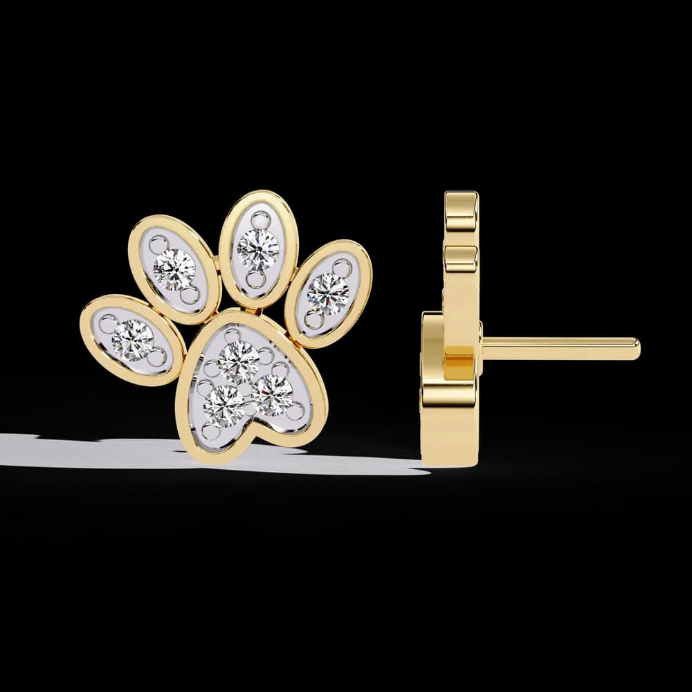 Lab Grown Diamond Paw Print Stud Earrings - Image 16 Lab Grown Diamond Paw Print Stud Earrings, view 16 of 17
