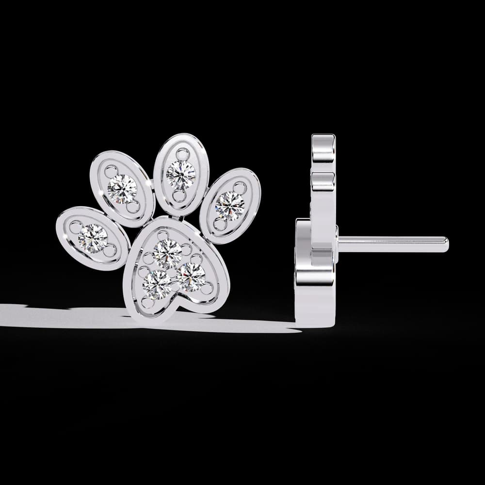 Lab Grown Diamond Paw Print Stud Earrings - Image 9 Lab Grown Diamond Paw Print Stud Earrings, view 9 of 17