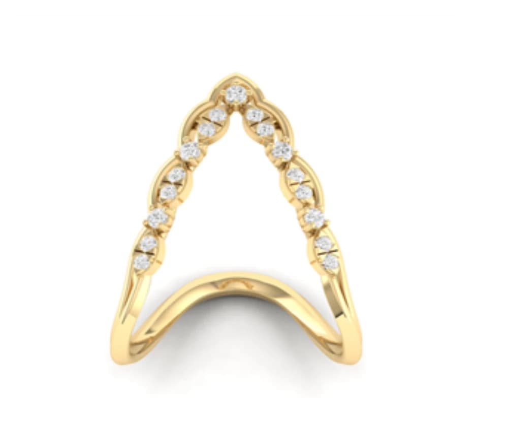 Lab Grown Diamond Scalloped V-Shape Ring - Image 1 Lab Grown Diamond Scalloped V-Shape Ring, view 1 of 5