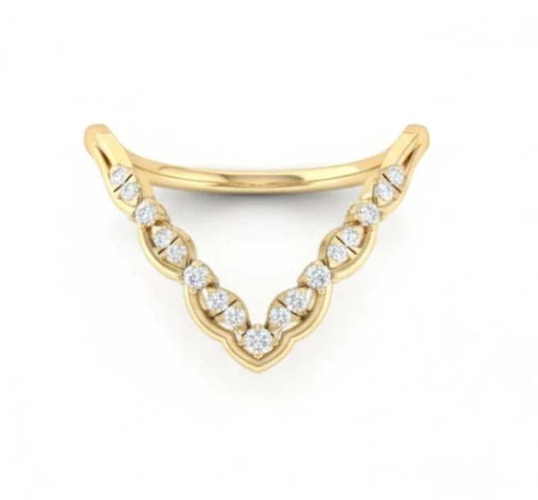 Lab Grown Diamond Scalloped V-Shape Ring - Image 2 Lab Grown Diamond Scalloped V-Shape Ring, view 2 of 5