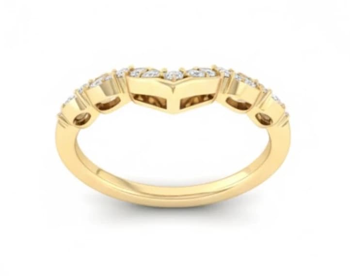 Lab Grown Diamond Scalloped V-Shape Ring - Image 3 Lab Grown Diamond Scalloped V-Shape Ring, view 3 of 5