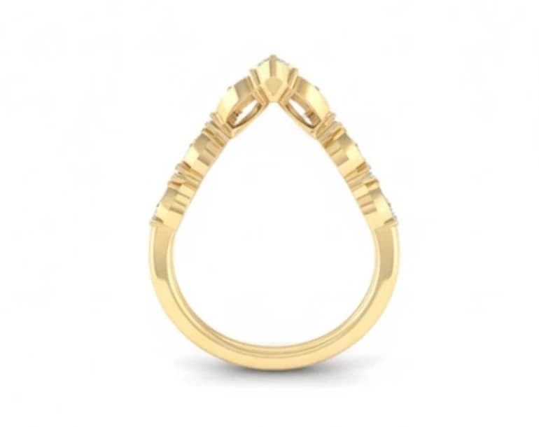 Lab Grown Diamond Scalloped V-Shape Ring - Image 4 Lab Grown Diamond Scalloped V-Shape Ring, view 4 of 5