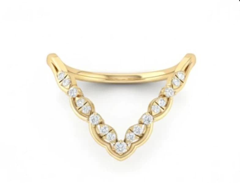 Lab Grown Diamond Scalloped V-Shape Ring - Image 5 Lab Grown Diamond Scalloped V-Shape Ring, view 5 of 5