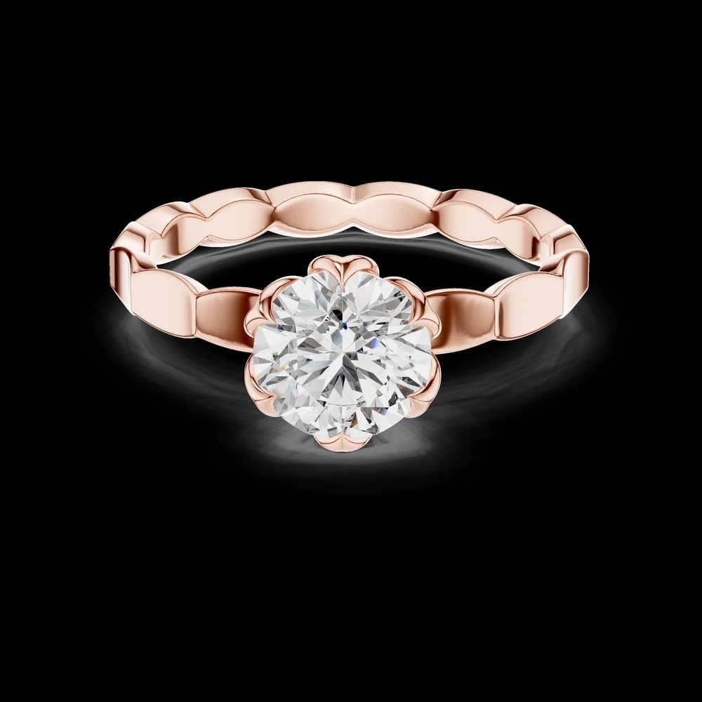 Round Cut Scalloped Lab Grown Diamond Ring - Image 1 Round Cut Scalloped Lab Grown Diamond Ring, view 1 of 3