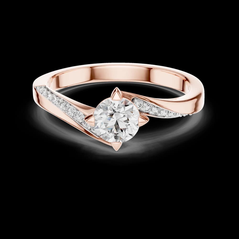 Round Stone Bypass Pave Lab Grown Diamond Ring - Image 1 Round Stone Bypass Pave Lab Grown Diamond Ring, view 1 of 6