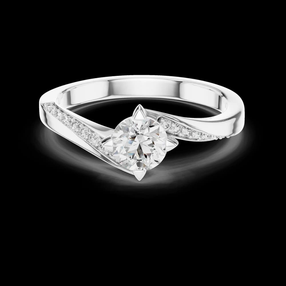 Round Stone Bypass Pave Lab Grown Diamond Ring - Image 2 Round Stone Bypass Pave Lab Grown Diamond Ring, view 2 of 6