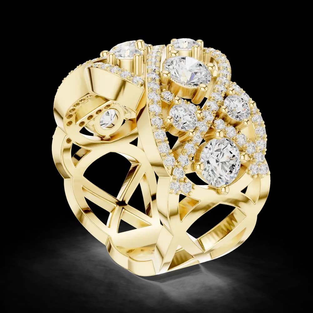 Multi Row Intertwined Lab Grown Diamond Ring - Image 4 Multi Row Intertwined Lab Grown Diamond Ring, view 4 of 6