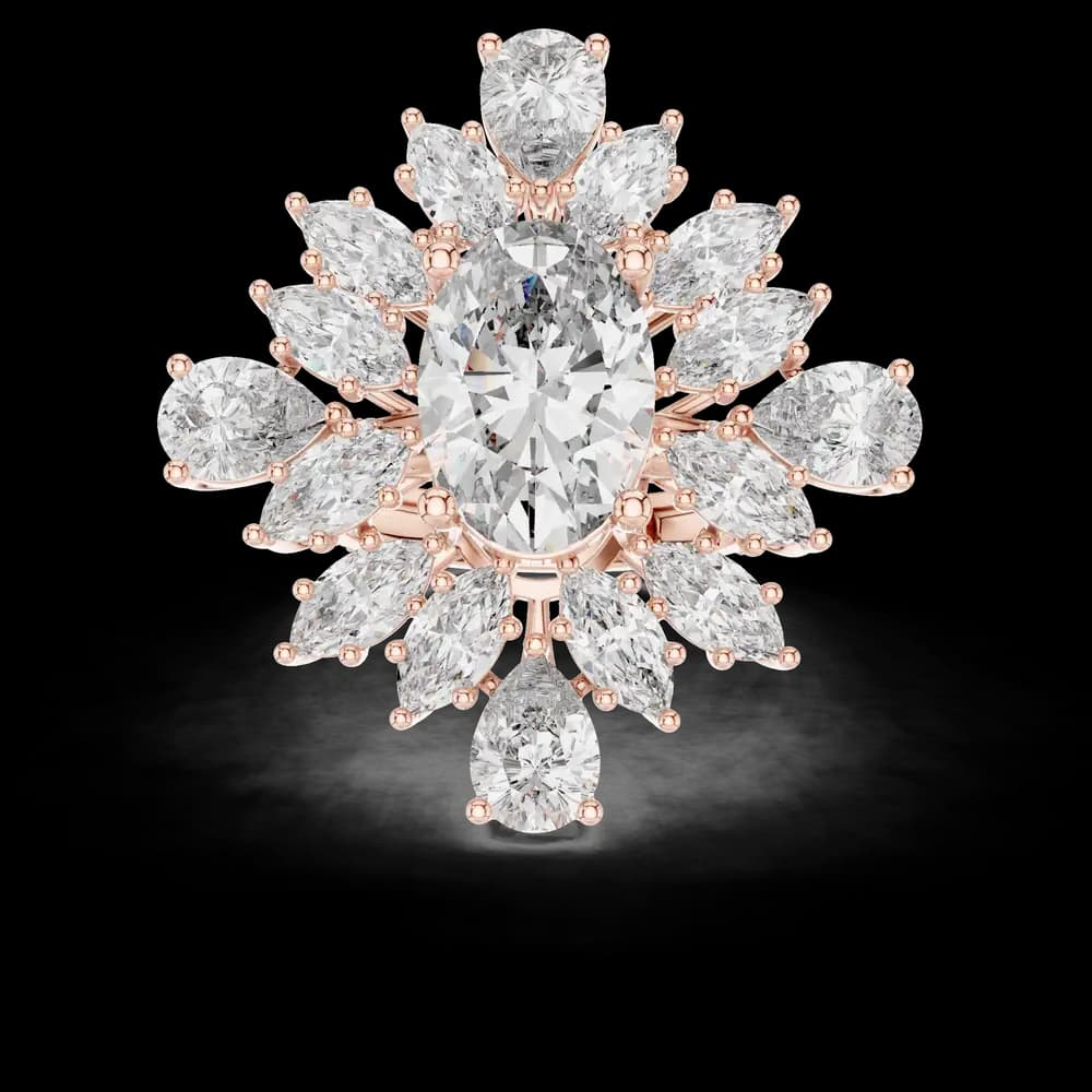 Luxury Oval Cluster Halo Diamond Bridal Ring - Image 1 Luxury Oval Cluster Halo Diamond Bridal Ring, view 1 of 6