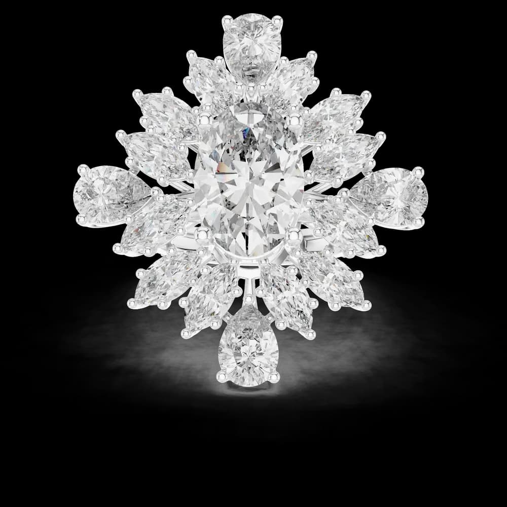Luxury Oval Cluster Halo Diamond Bridal Ring - Image 2 Luxury Oval Cluster Halo Diamond Bridal Ring, view 2 of 6