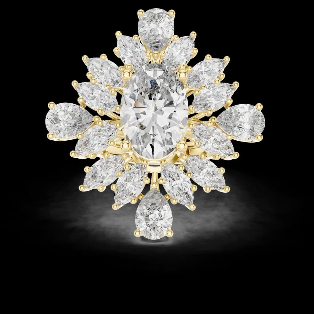 Luxury Oval Cluster Halo Diamond Bridal Ring - Image 3 Luxury Oval Cluster Halo Diamond Bridal Ring, view 3 of 6